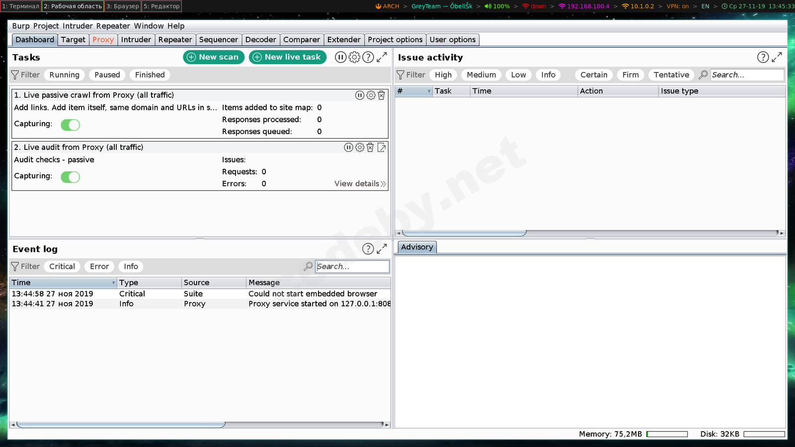 Оптимизированный интерфейс Burp Suite - увеличенные шрифты для комфортной работы