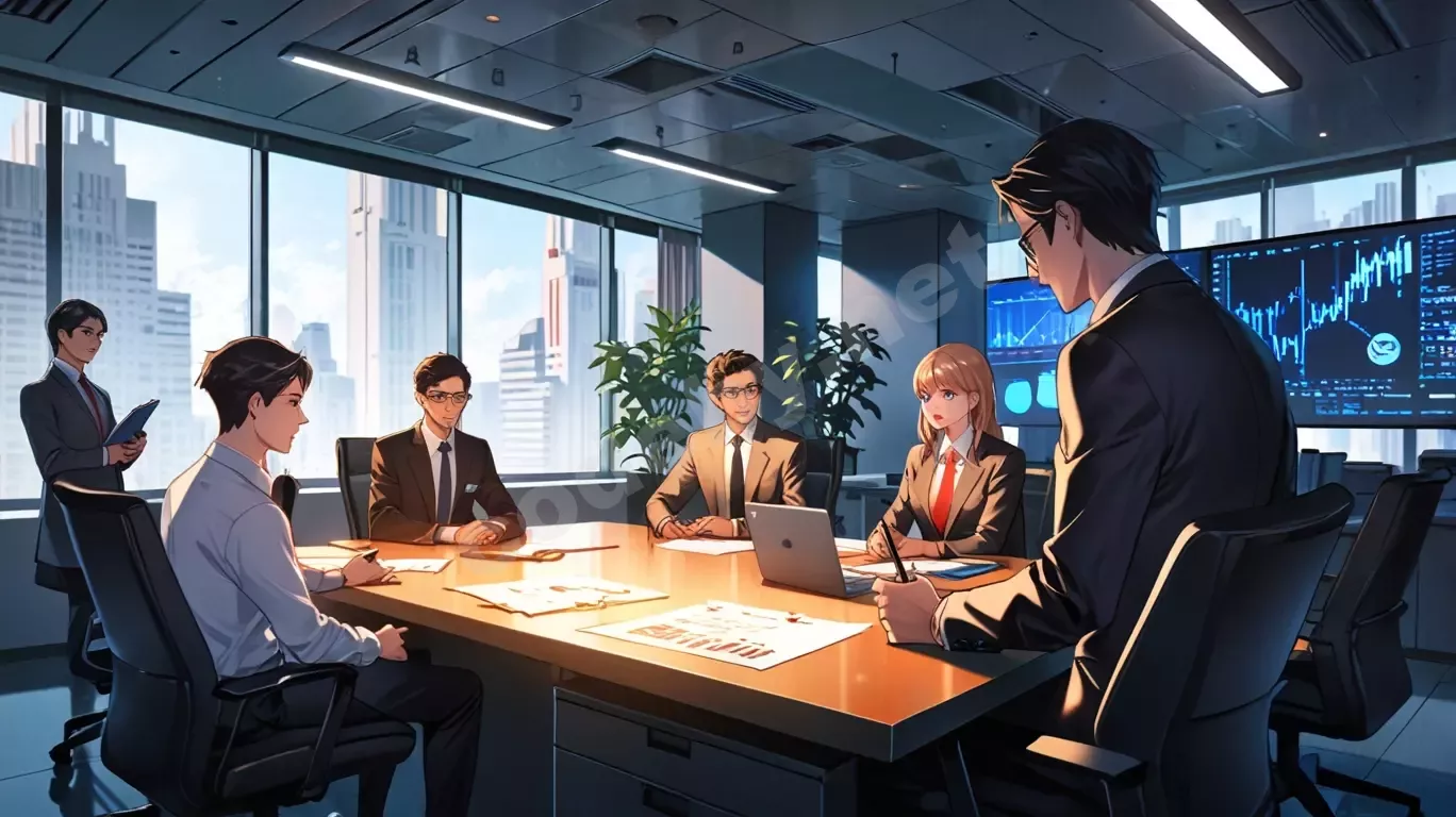 Деловая встреча сотрудников в офисе за круглым столом