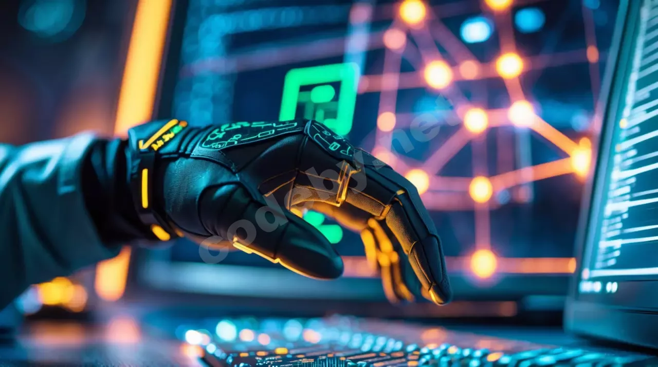 Рука человека на фоне экрана с кодом, символизирующая ручной пентест и системный подход к обучению OSCP.