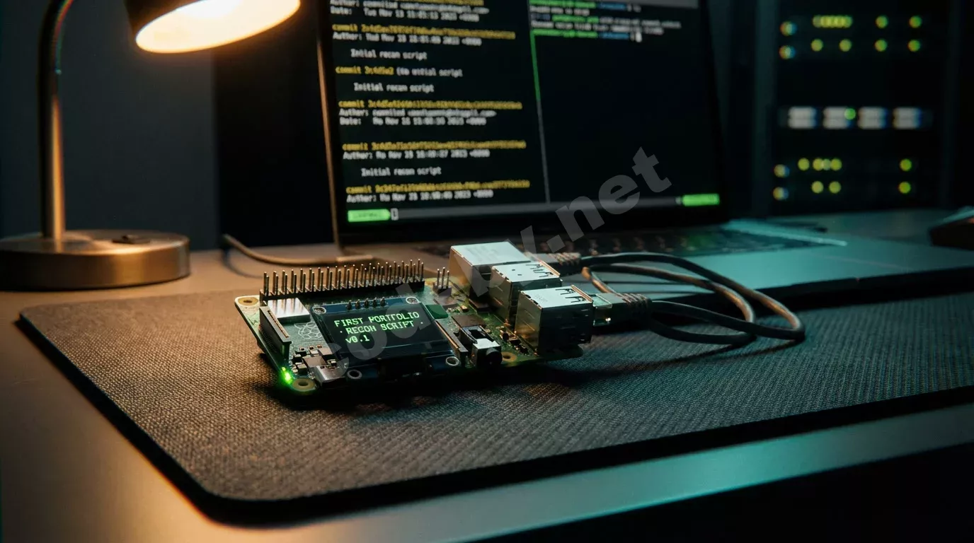 Портфолио по информационной безопасности — экран ноутбука с GitHub-профилем, терминалом Kali Linux и CTF write-ups