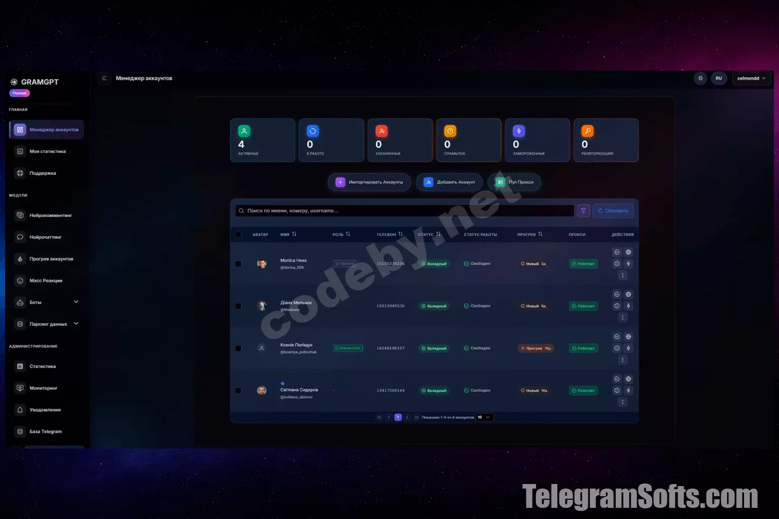 Менеджер аккаунто телеграм