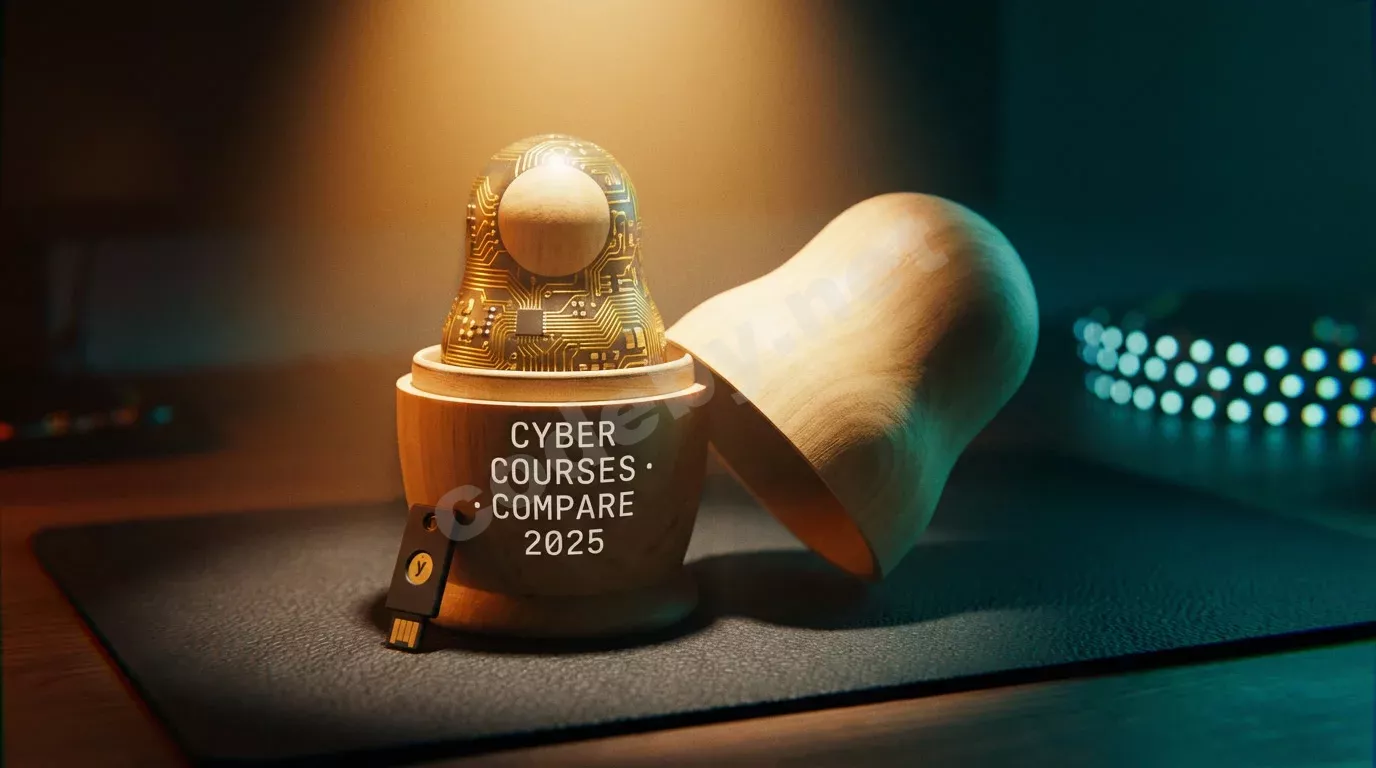 Матрёшка на тёмном антистатическом коврике с поднятой крышкой, внутри фигурка с текстурой печатной платы. Янтарный свет настольной лампы, глубокие бирюзовые тени.