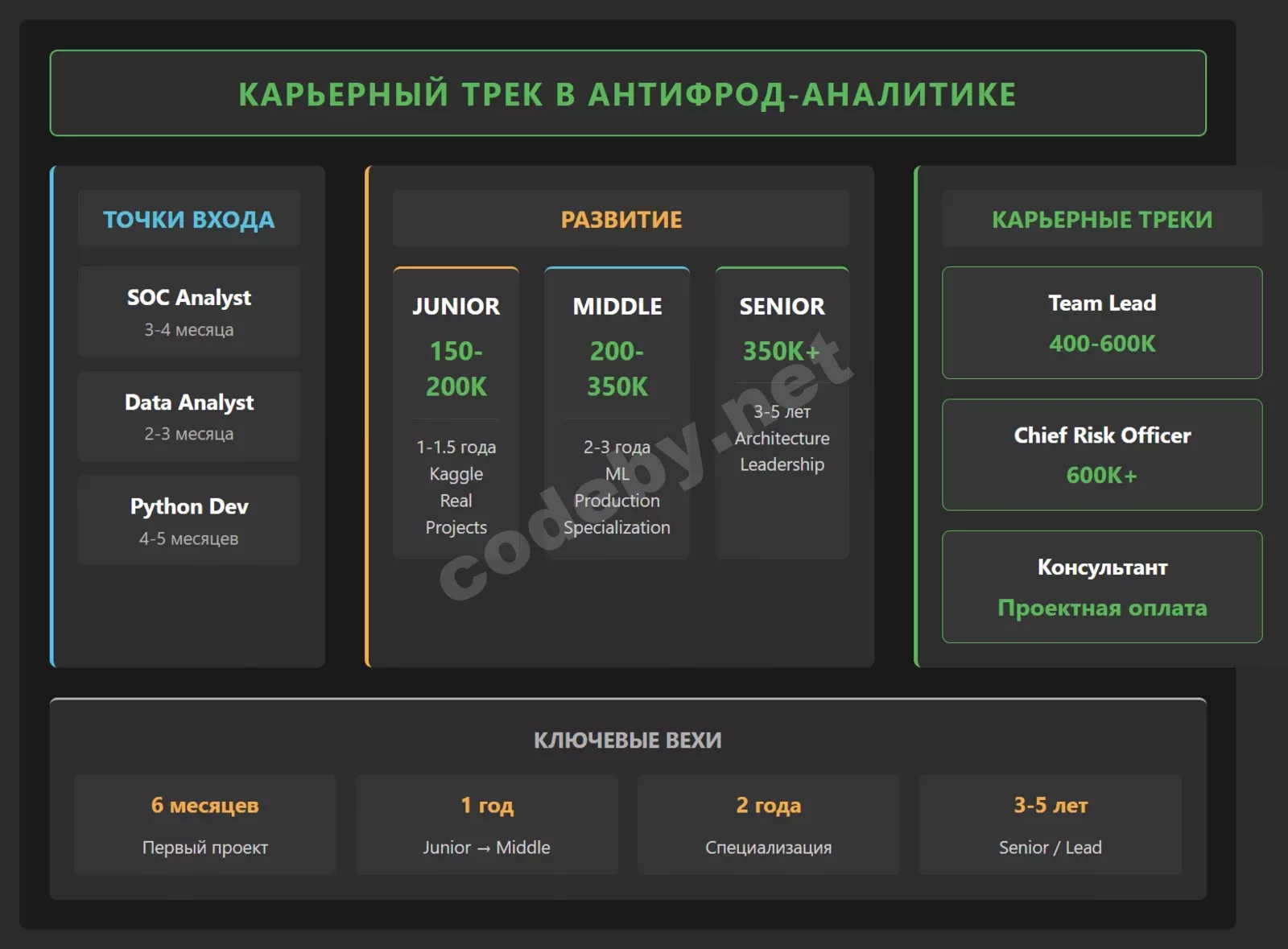 Схема Карьерный трек в антифрод-аналитике