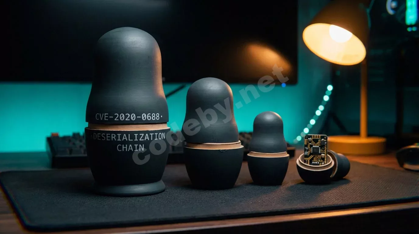 Матрёшка, разобранная на тёмном антистатическом коврике: внешняя оболочка с трафаретной надписью, рядом три фигуры меньшего размера, последняя с миниатюрной платой. Тёплый свет лампы и бирюзовое св...