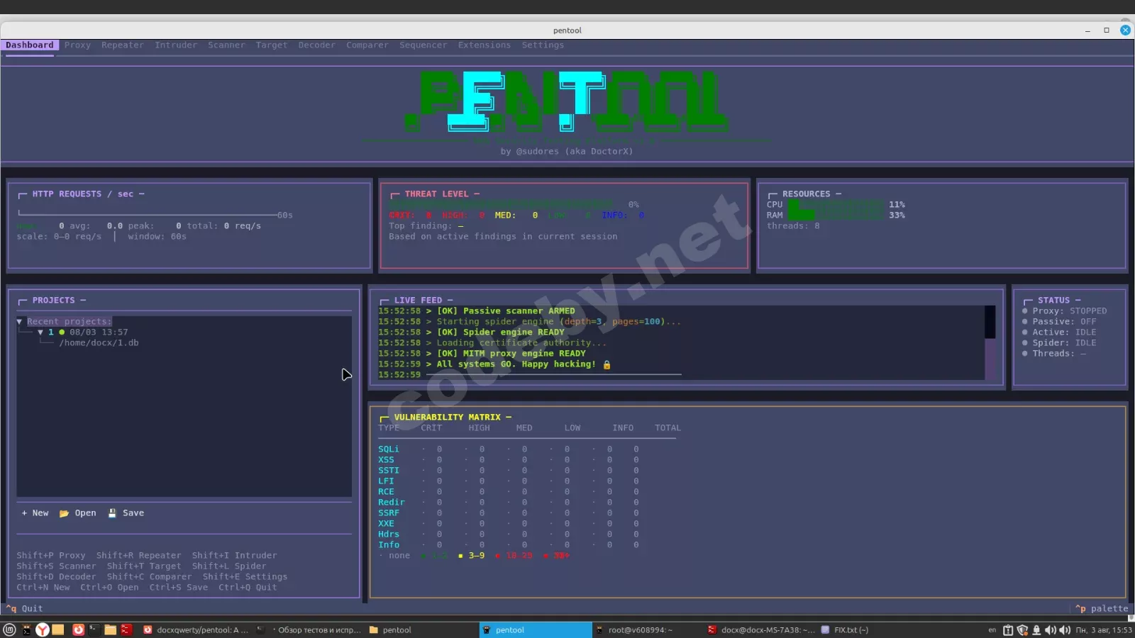 Pentool — TUI-инструмент для веб-пентеста на Python: дашборд, прокси и интрудер в терминале