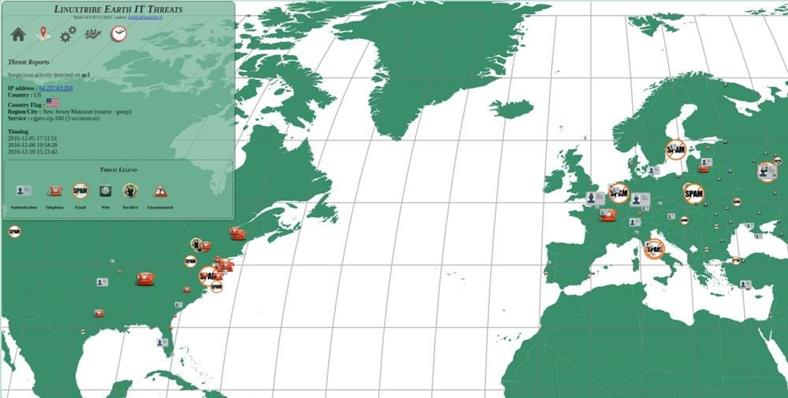 Suspicious - географическая приборная доска IT угроз